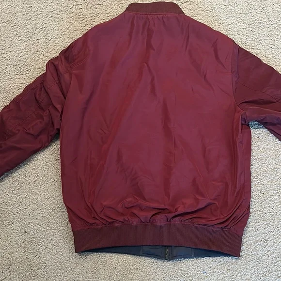 Kevitle Men’s NASA Collection Zip Up Flight Bomber Jacket Burgundy Size S - Picture 2 of 11
